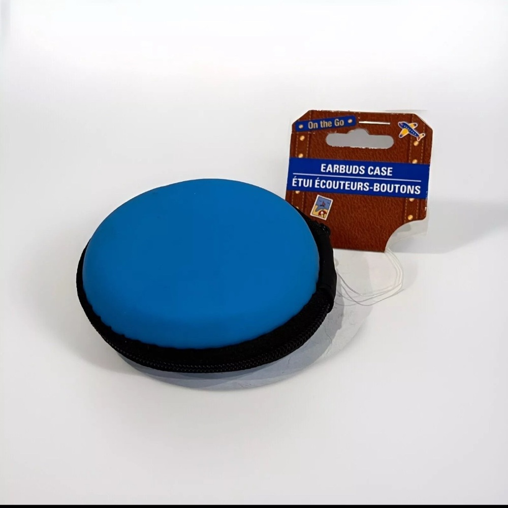 On The Go Ear Buds Travel Blue Case